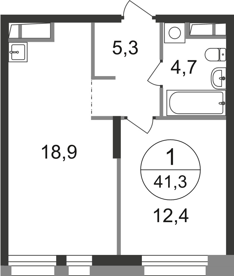 2 ккв (Евро) 41,3 м²