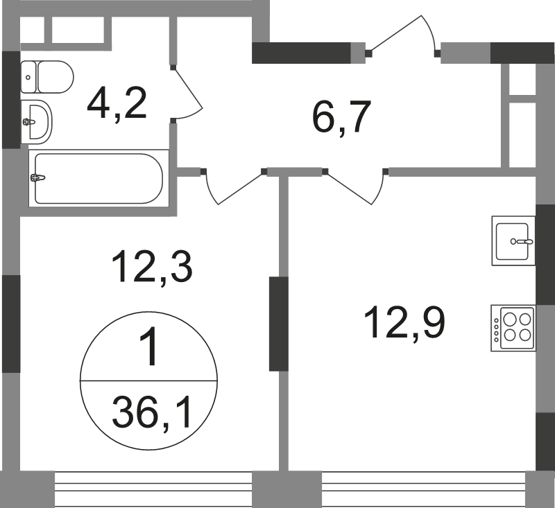 1 ккв 35,9 м²