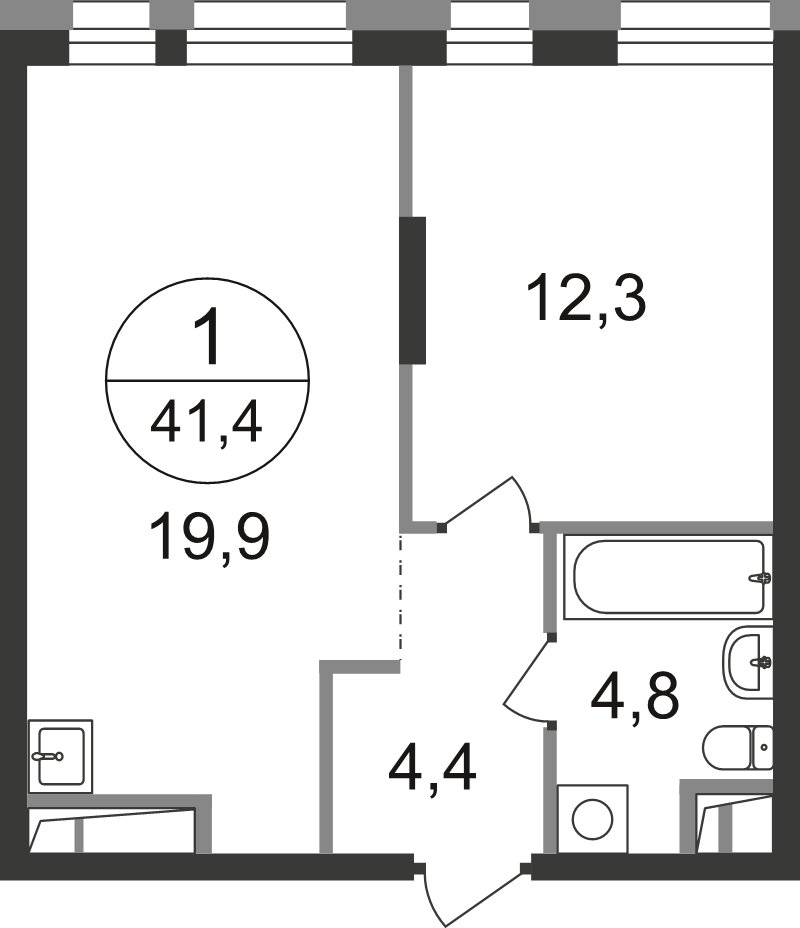 2 ккв (Евро) 41,4 м²