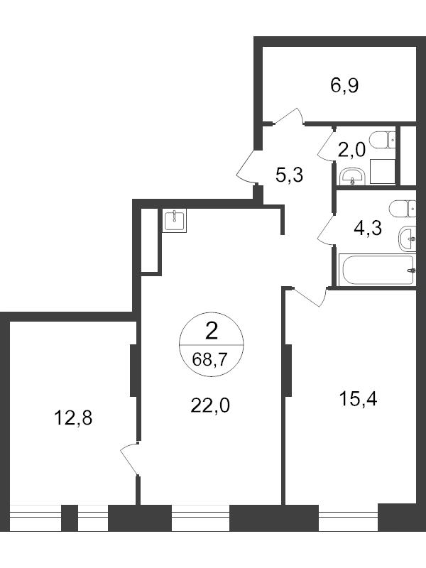 3 ккв (Евро) 66,4 м²