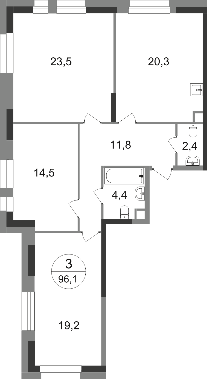4 ккв (Евро) 96,1 м²