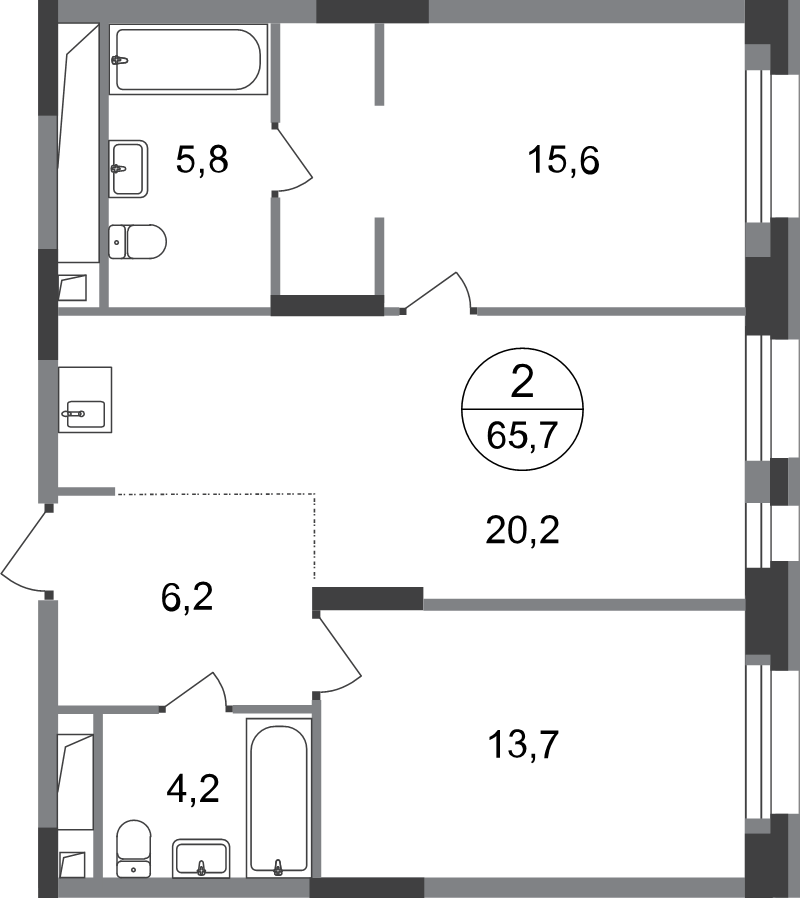 3 ккв (Евро) 65,7 м²