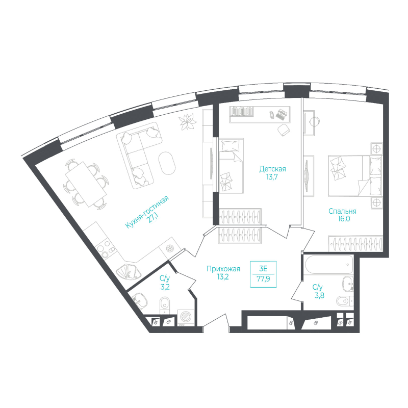 3 ккв (Евро) 78,3 м²