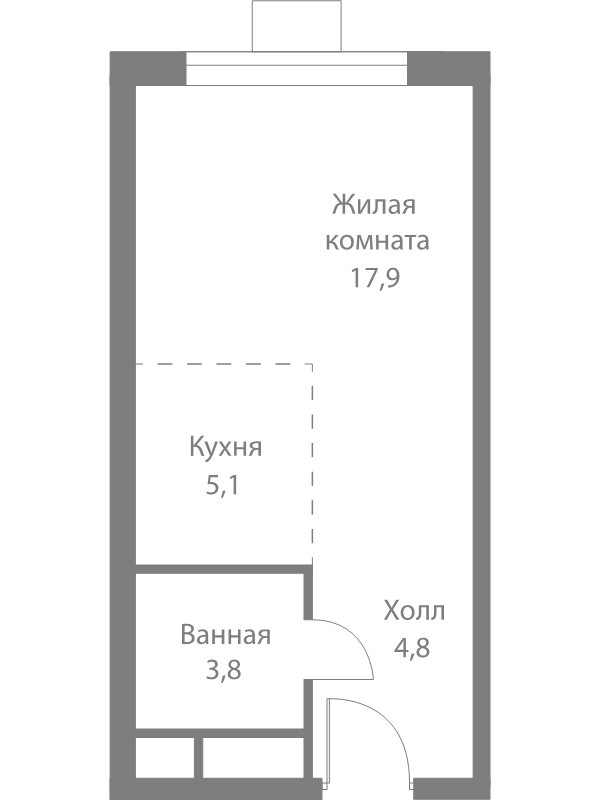 Студия 31,6 м²