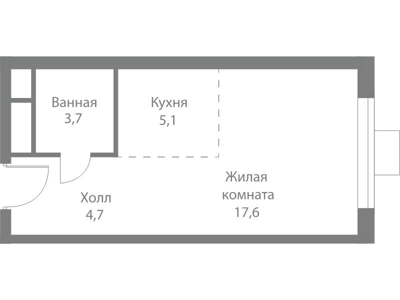 Студия 31,1 м²