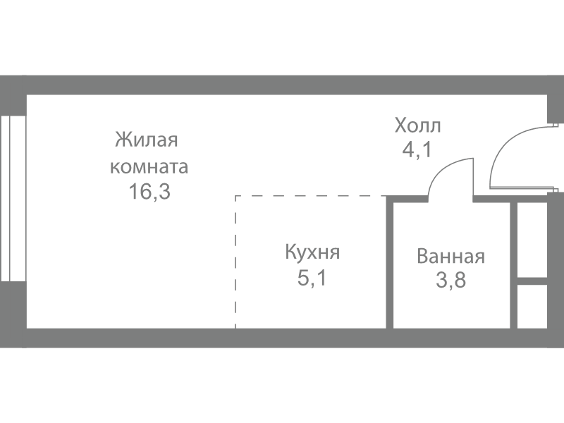 Студия 29,3 м²
