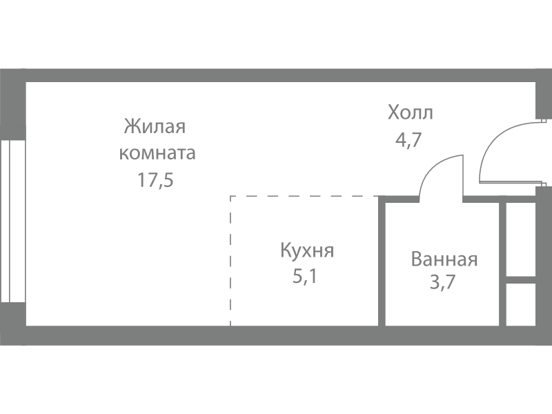 Студия 31 м²