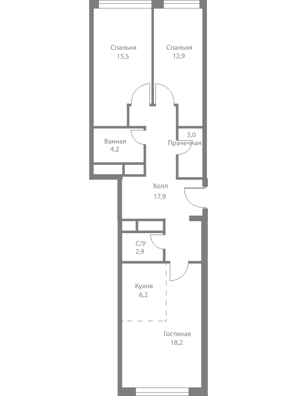 3 ккв (Евро) 80,8 м²