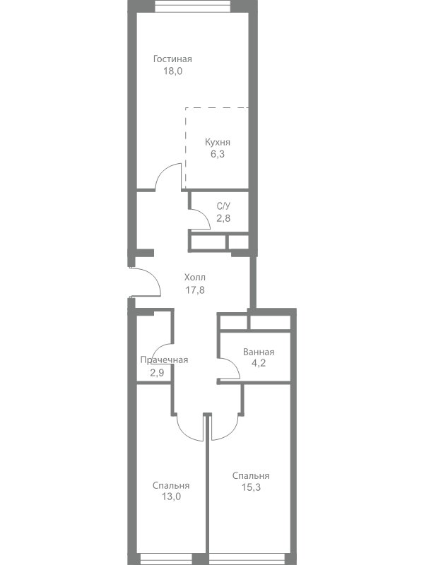 3 ккв (Евро) 80,3 м²