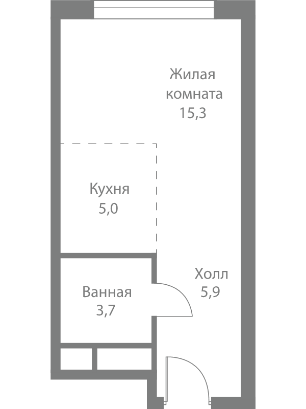Студия 29,9 м²