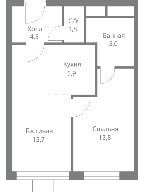 2 ккв (Евро) 46,7 м²