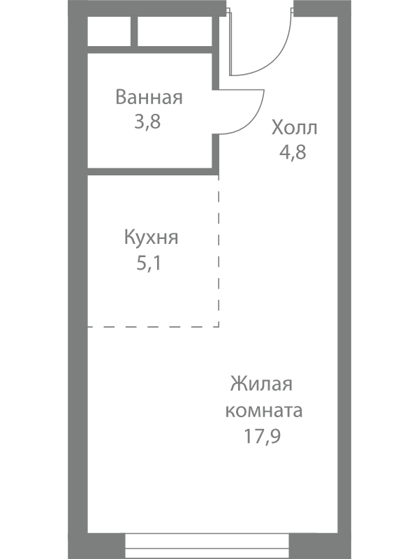 Студия 31,6 м²