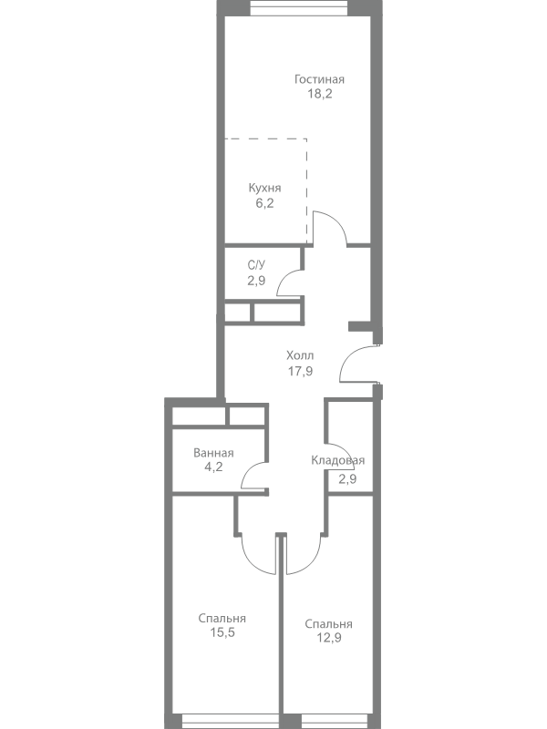 3 ккв (Евро) 80,8 м²