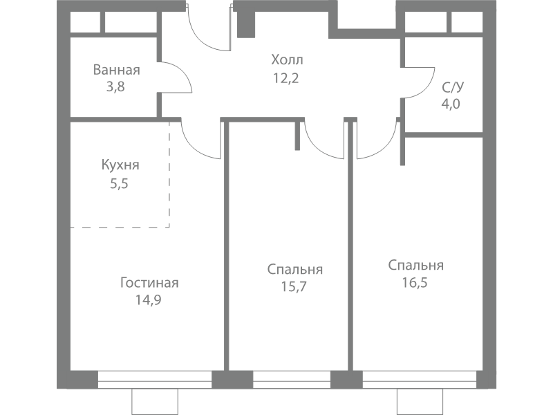 3 ккв (Евро) 72,6 м²