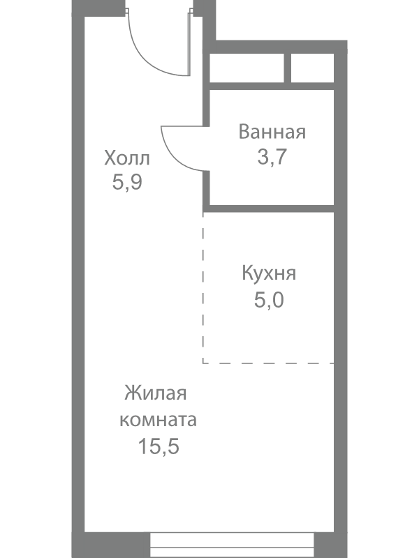 Студия 30,1 м²