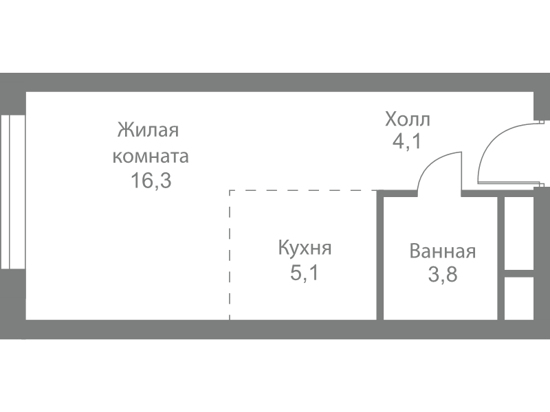 Студия 29,3 м²