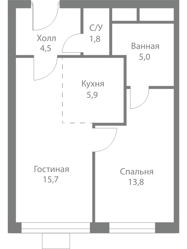 2 ккв (Евро) 46,7 м²