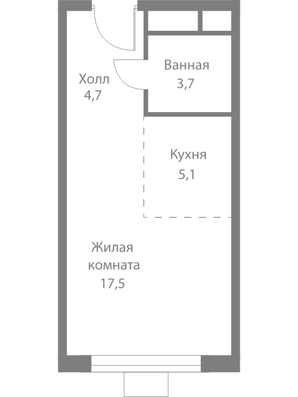 Студия 31 м²