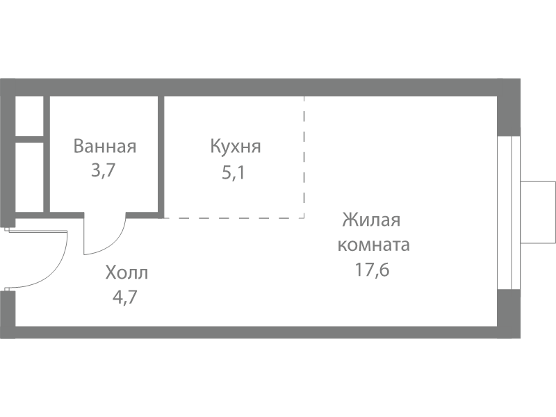 Студия 31,1 м²