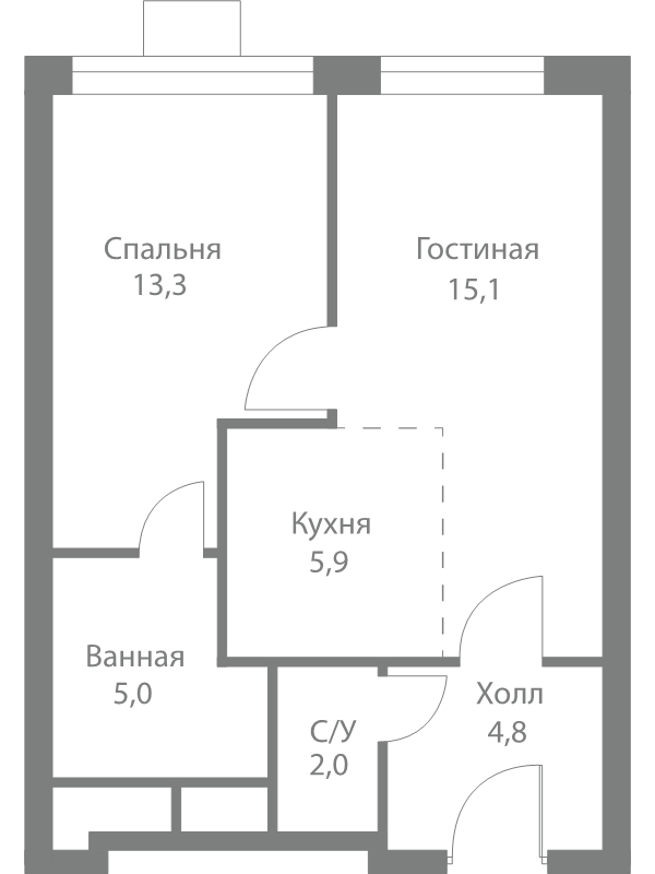 2 ккв (Евро) 46,1 м²