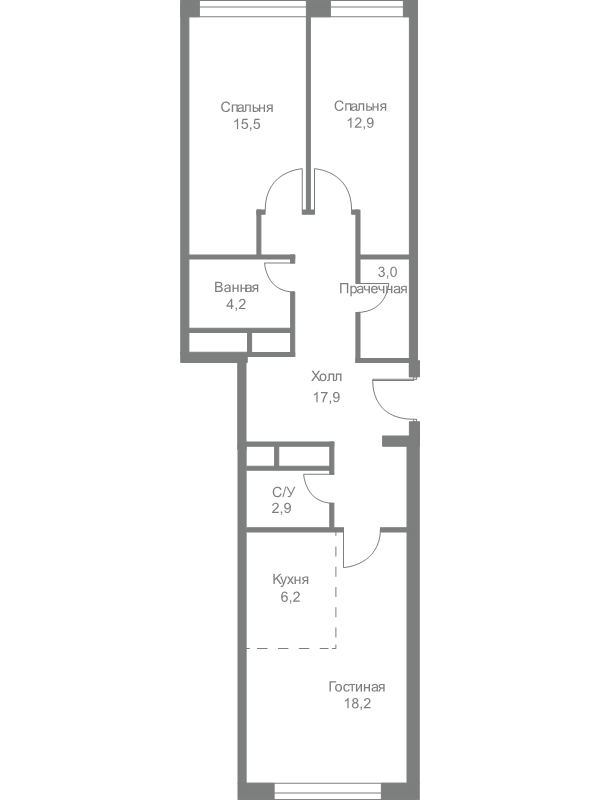3 ккв (Евро) 80,8 м²