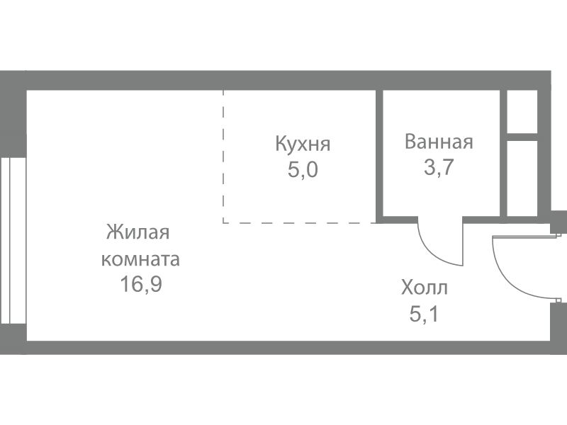 Студия 30,7 м²
