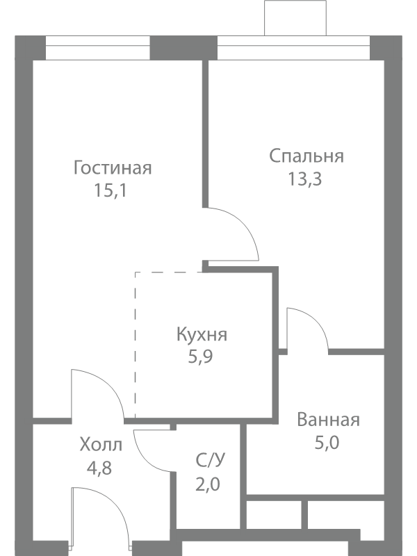 2 ккв (Евро) 46,1 м²