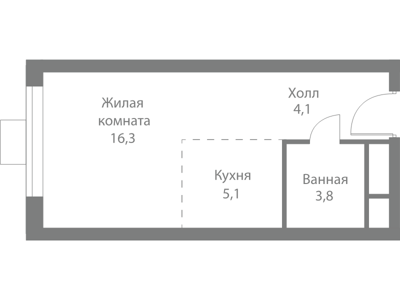 Студия 29,3 м²