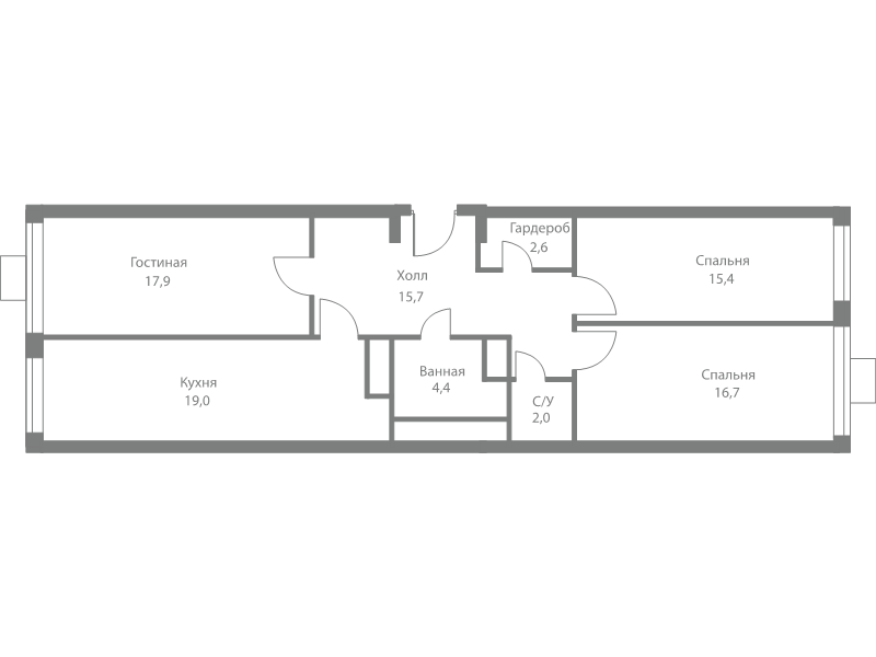 4 ккв (Евро) 93,7 м²