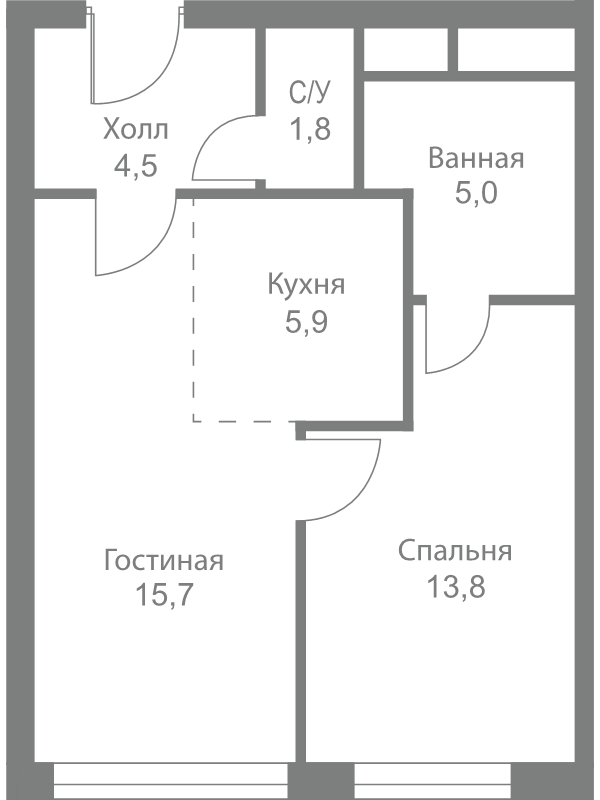 2 ккв (Евро) 46,7 м²