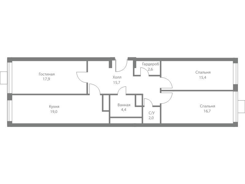 4 ккв (Евро) 93,7 м²