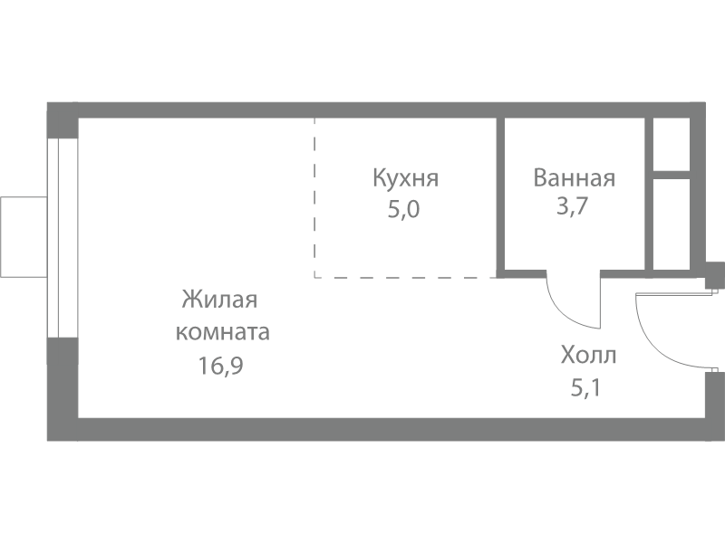 Студия 30,7 м²