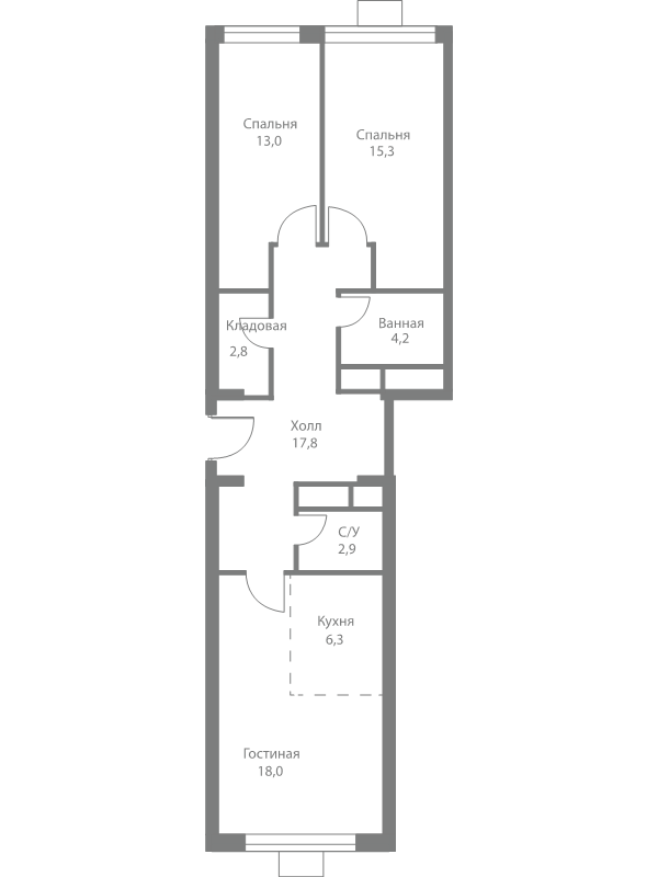 3 ккв (Евро) 80,3 м²