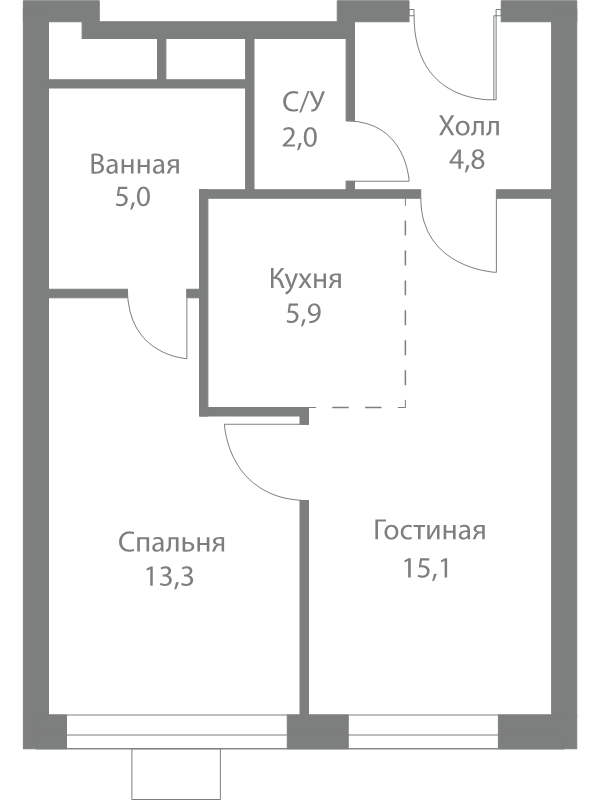 2 ккв (Евро) 46,1 м²