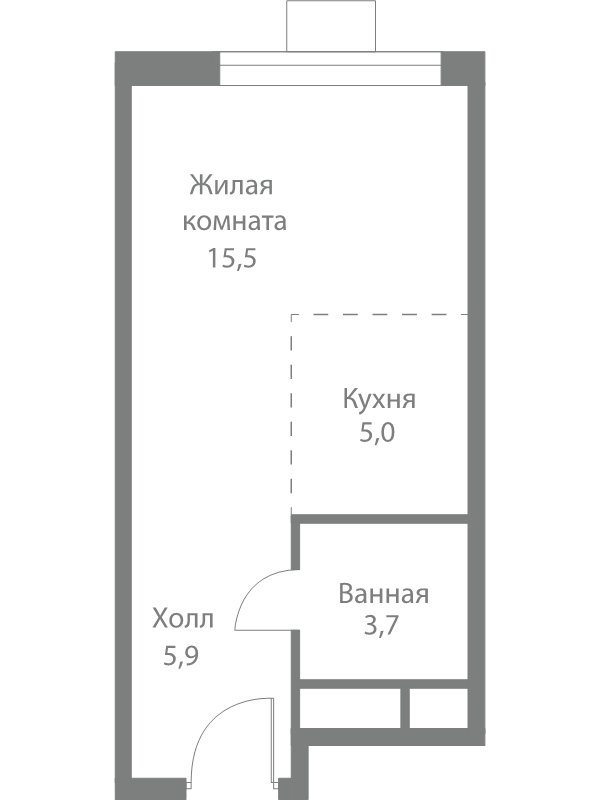 Студия 30,1 м²