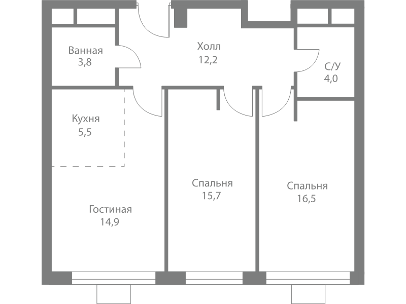 3 ккв (Евро) 72,6 м²