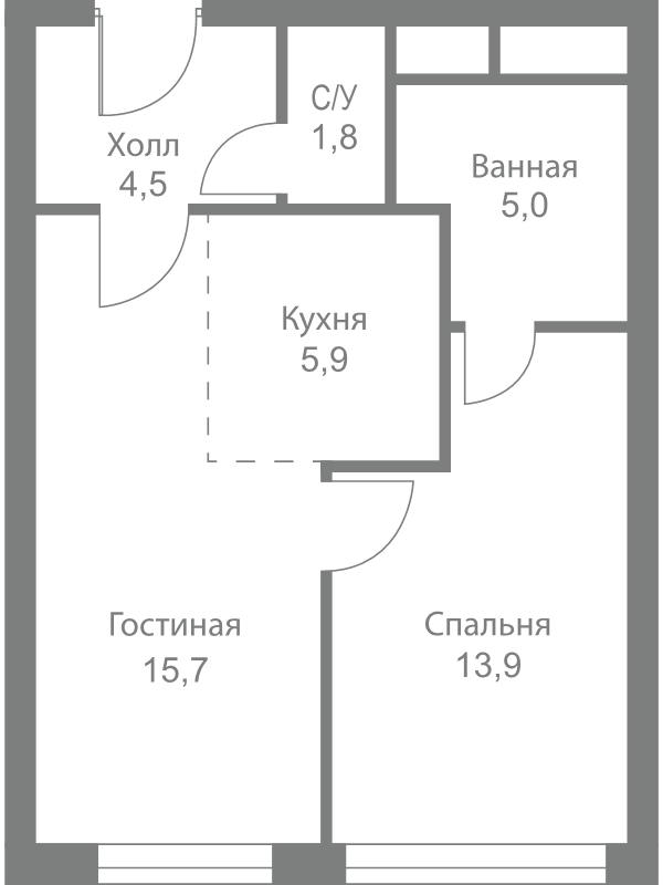 2 ккв (Евро) 46,8 м²