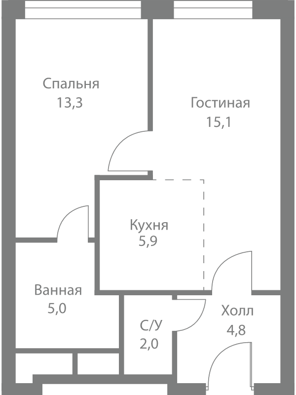 2 ккв (Евро) 46,1 м²