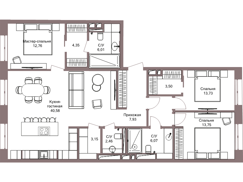4 ккв (Евро) 118,8 м²