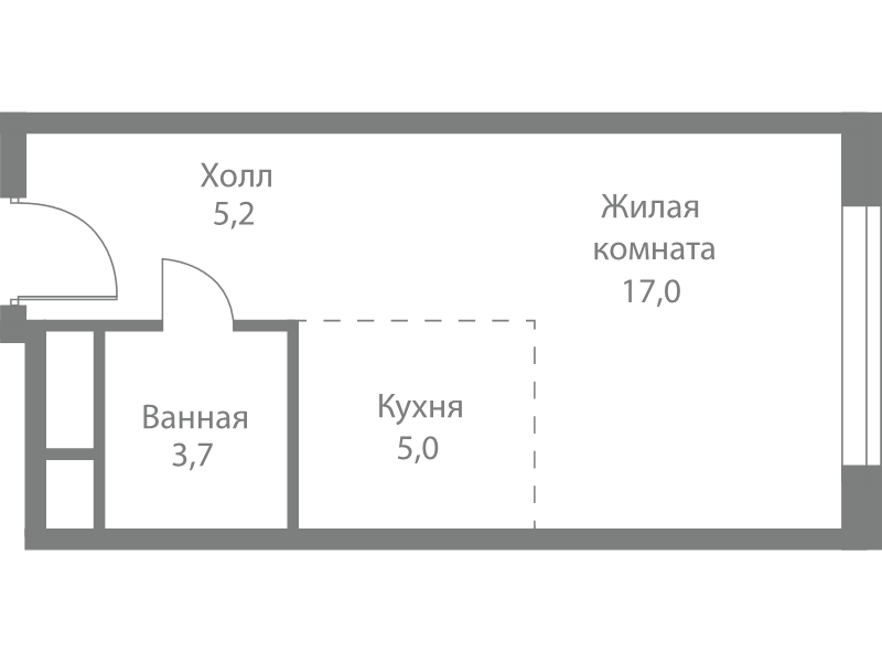 Студия 30,9 м²