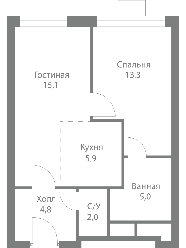 2 ккв (Евро) 46,1 м²