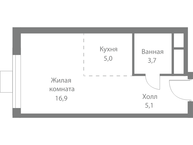 Студия 30,7 м²