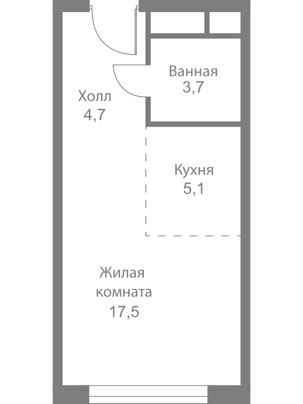 Студия 31 м²