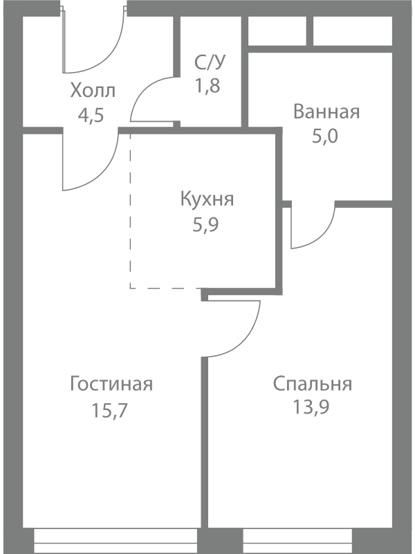 2 ккв (Евро) 46,8 м²