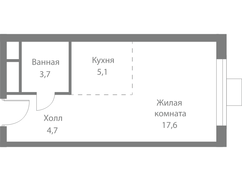 Студия 31,1 м²