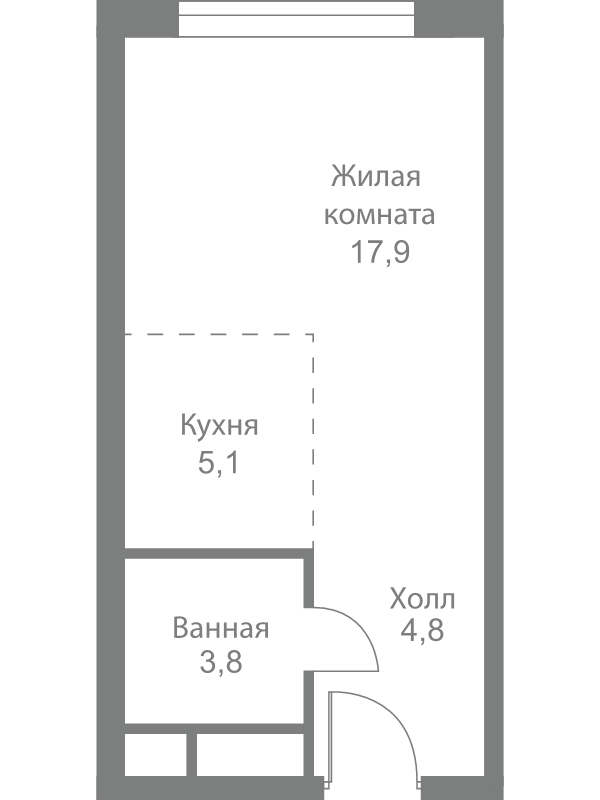 Студия 31,6 м²
