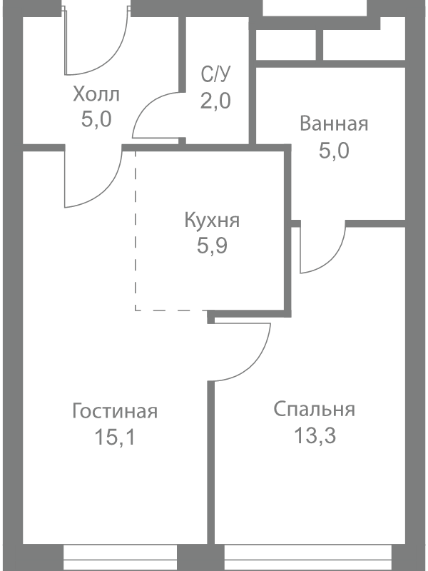 2 ккв (Евро) 46,3 м²