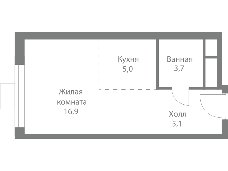 Студия 30,7 м²
