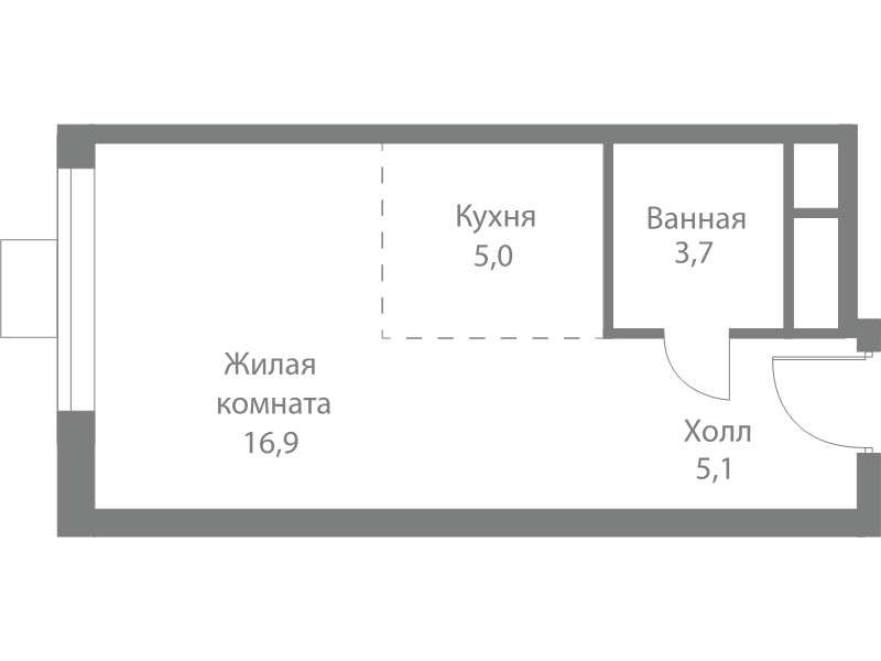 Студия 30,7 м²