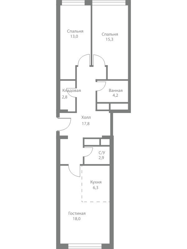 3 ккв (Евро) 80,3 м²